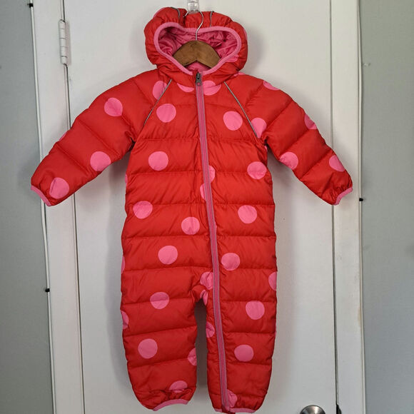 Hanna Andersson Other - Hanna Andersson Red Pink Polka Dot Print Insulated Baby Snowsuit 18-24 Months